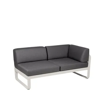 Bellevie Corner modulsofa - 2-seters Clay grey (grå), graphite grey pute, høyre - Fermob