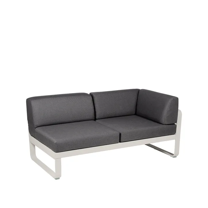 Bellevie Corner modulsofa - 2-seters Clay grey (grå), graphite grey pute, høyre - Fermob