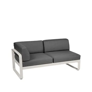 Bellevie Corner modulsofa - 2-seters Clay grey (grå), graphite grey pute, venstre - Fermob