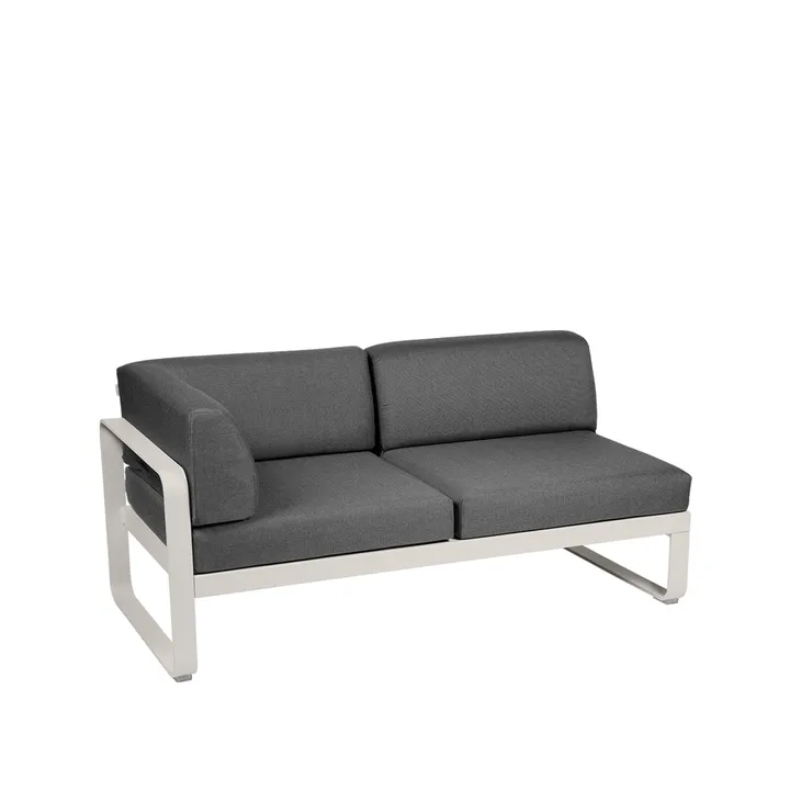 Bellevie Corner modulsofa - 2-seters Clay grey (grå), graphite grey pute, venstre - Fermob