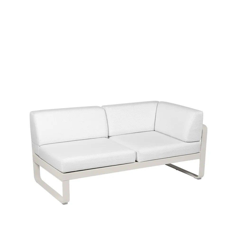 Bellevie Corner modulsofa, 2-seters Clay grey (grå), off-white pute, høyre Fermob