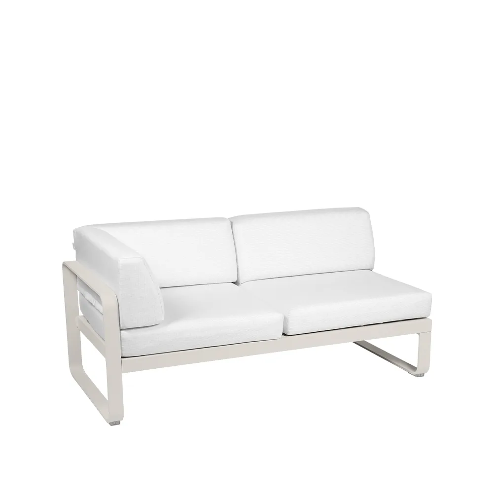 Bellevie Corner modulsofa, 2-seters Clay grey, off-white pute, venstre Fermob