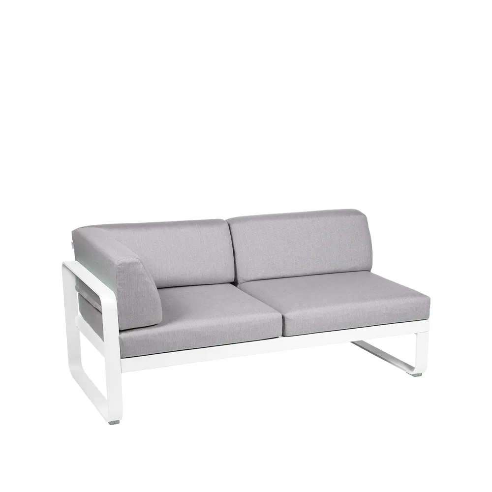 Bellevie Corner modulsofa, 2-seters cotton white-flannel grey pute-venstre Fermob