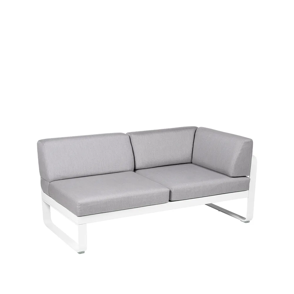Bellevie Corner modulsofa, 2-seters Cotton white (hvit), flannel grey pute, høyre Fermob