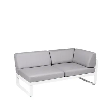 Bellevie Corner modulsofa - 2-seters Cotton white (hvit), flannel grey pute, høyre - Fermob