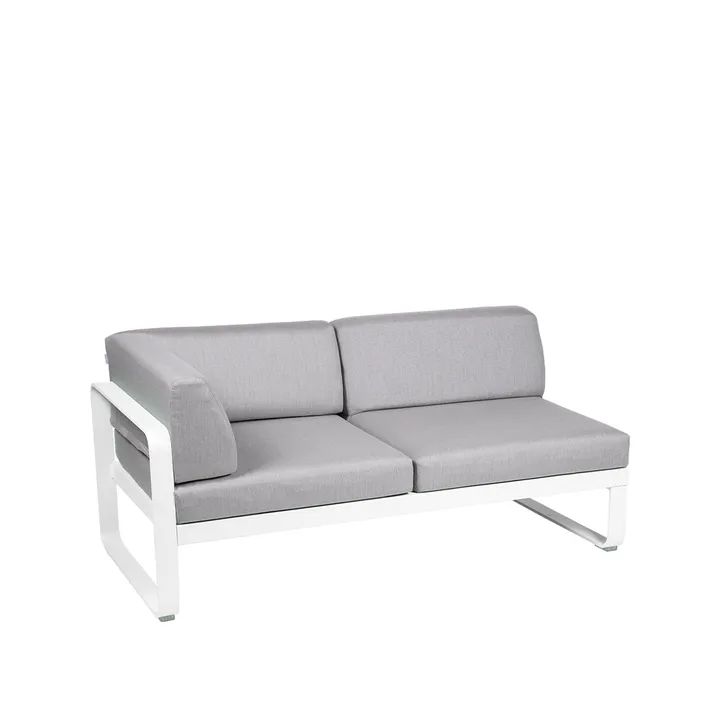 Bellevie Corner modulsofa - 2-seters Cotton white (hvit)-flannel grey pute-venstre - Fermob