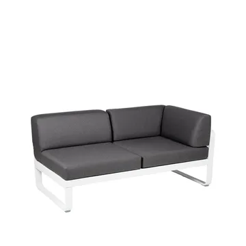 Bellevie Corner modulsofa - 2-seters Cotton white (hvit)-graphite grey pute-høyre - Fermob