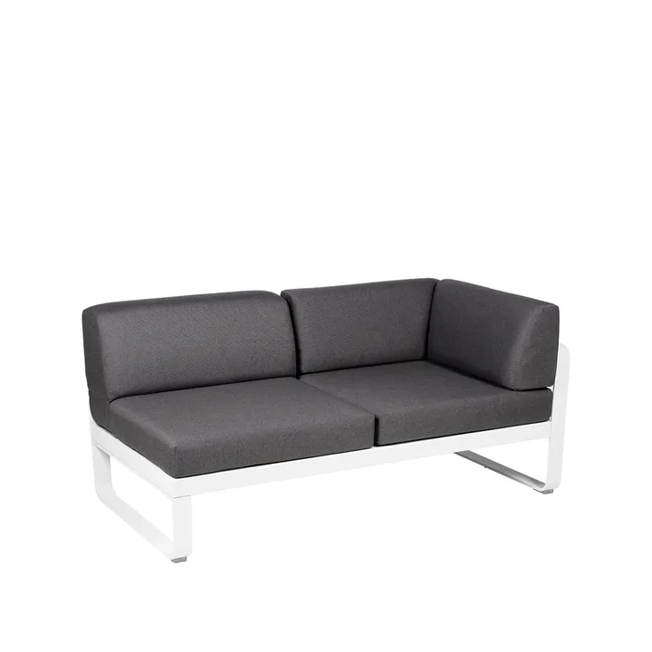 Bellevie Corner modulsofa - 2-seters Cotton white (hvit)-graphite grey pute-høyre - Fermob
