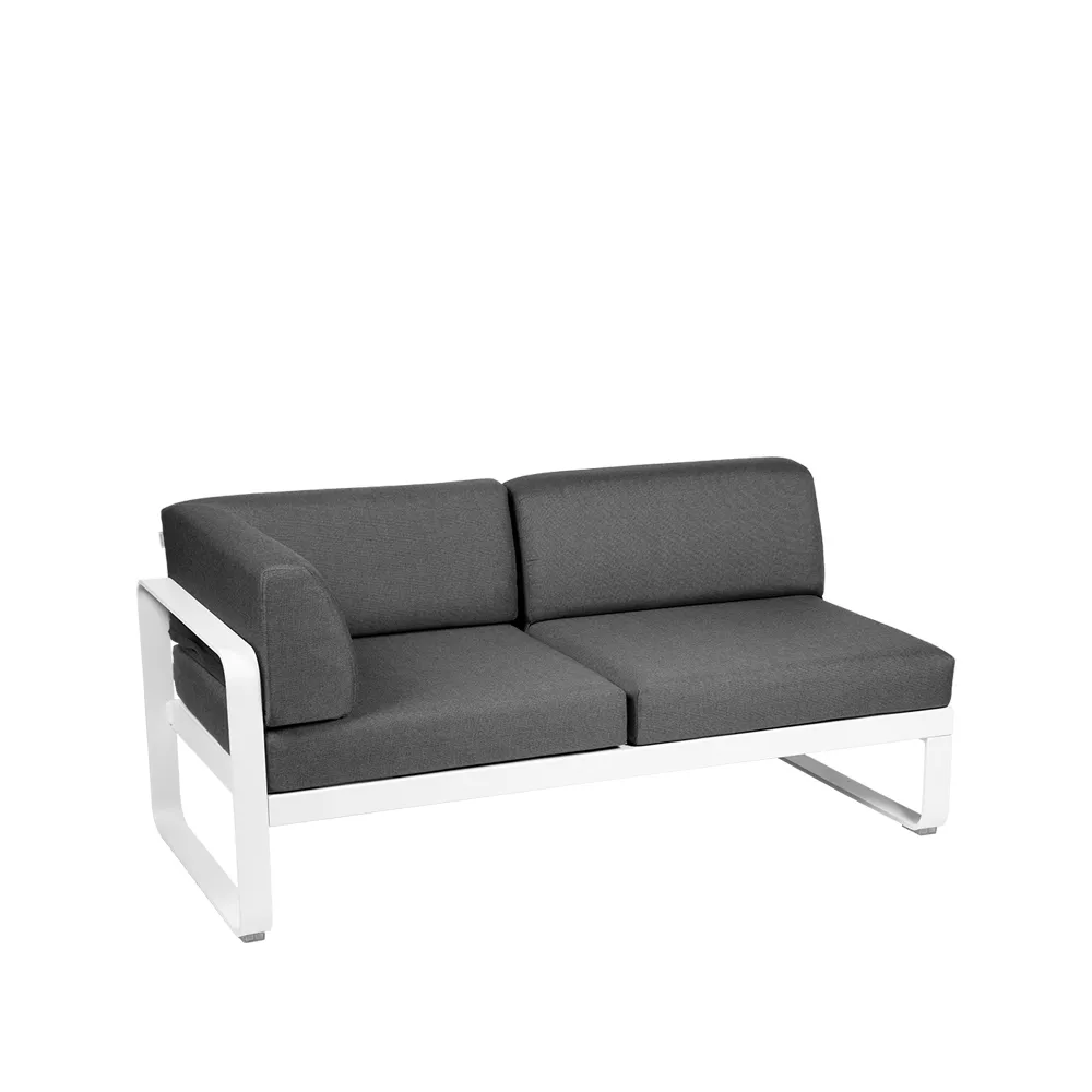 Bellevie Corner modulsofa, 2-seters Cotton white (hvit)-graphite grey pute-venstre Fermob