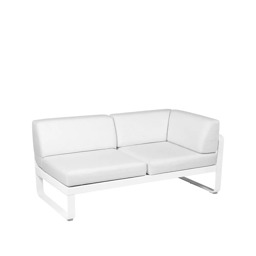 Bellevie Corner modulsofa, 2-seters Cotton white (hvit), off-white pute, høyre Fermob
