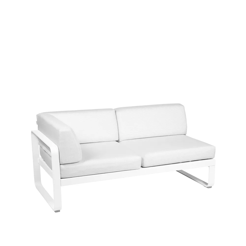 Bellevie Corner modulsofa, 2-seters Cotton white (hvit), off-white pute, venstre Fermob