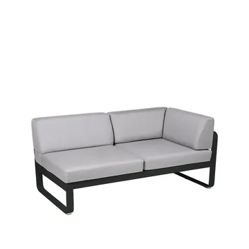 Bellevie Corner modulsofa - 2-seters Liquorice (svart), flannel grey pute, høyre - Fermob