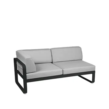 Bellevie Corner modulsofa - 2-seters Liquorice (svart), flannel grey pute, venstre - Fermob