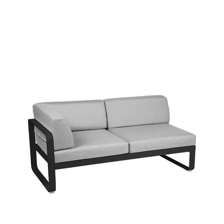 Bellevie Corner modulsofa - 2-seters Liquorice (svart), flannel grey pute, venstre - Fermob