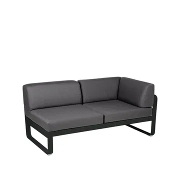Bellevie Corner modulsofa - 2-seters Liquorice (svart), graphite grey pute, høyre - Fermob