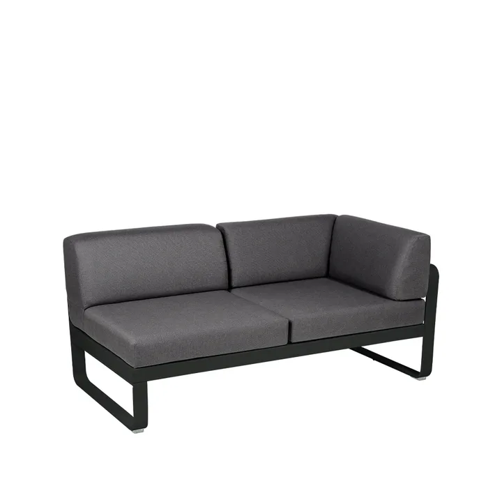 Bellevie Corner modulsofa - 2-seters Liquorice (svart), graphite grey pute, høyre - Fermob