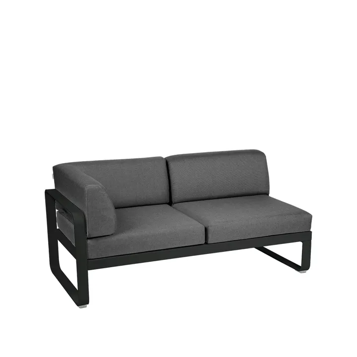 Bellevie Corner modulsofa - 2-seters Liquorice (svart), graphite grey pute, venstre - Fermob