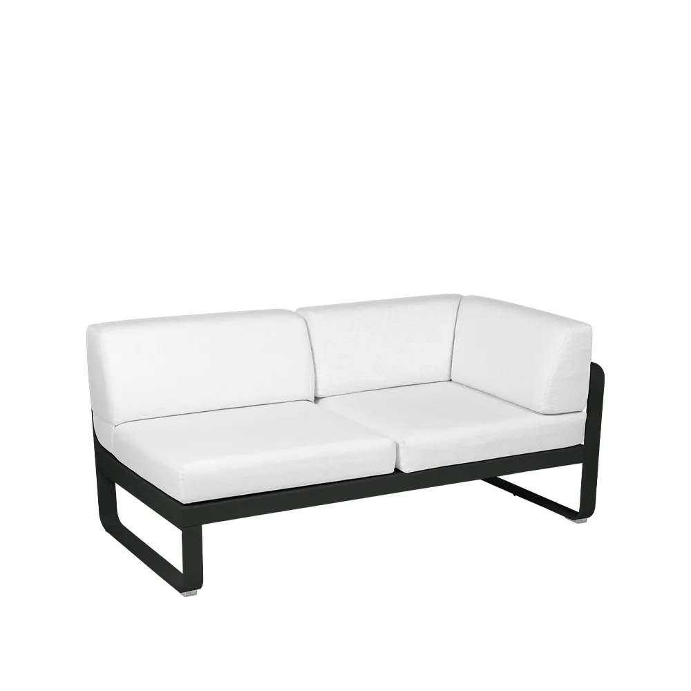 Bellevie Corner modulsofa, 2-seters Liquorice (svart), off-white pute, høyre Fermob