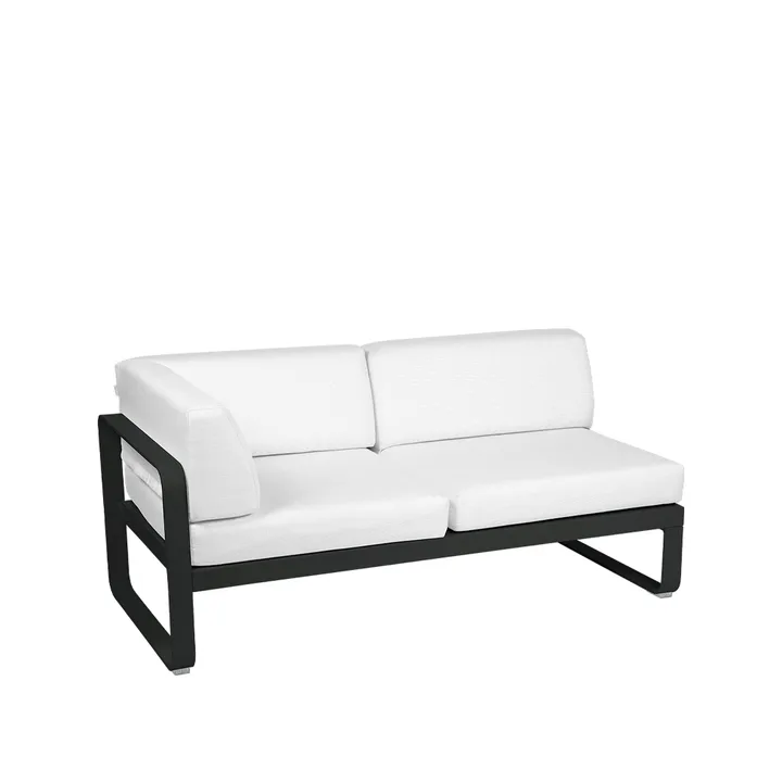 Bellevie Corner modulsofa - 2-seters Liquorice (svart), off-white pute, venstre - Fermob