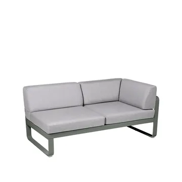 Bellevie Corner modulsofa - 2-seters Rosemary (grønn), flannel grey pute, høyre - Fermob