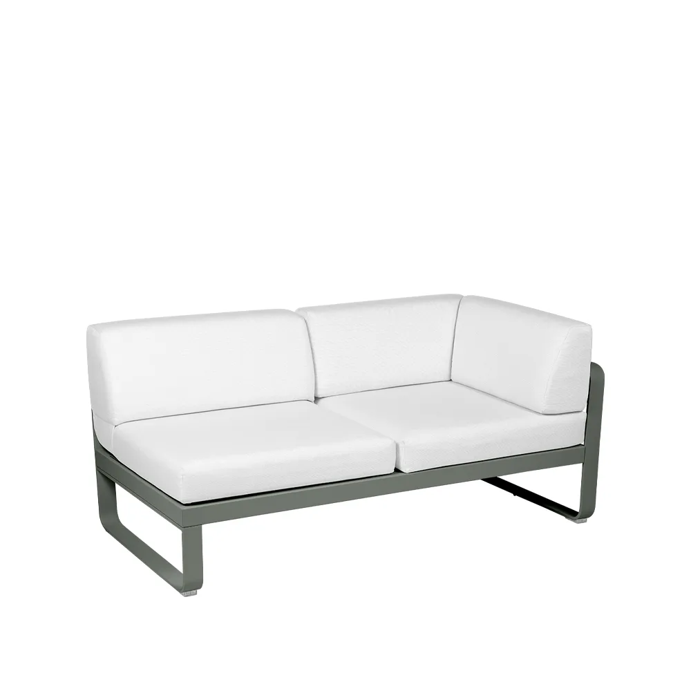 Bellevie Corner modulsofa, 2-seters Rosemary (grønn), off-white pute, høyre Fermob