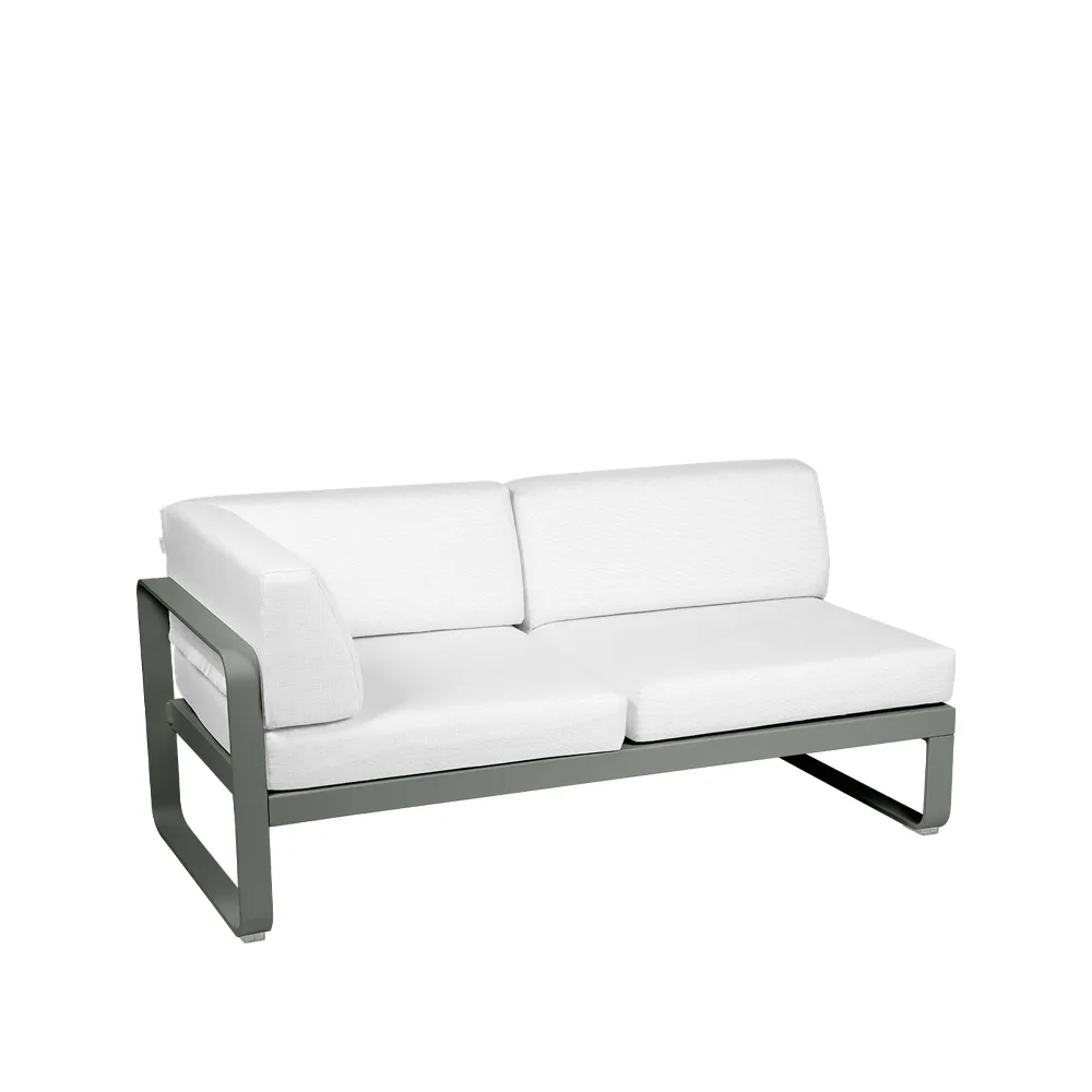 Bellevie Corner modulsofa, 2-seters Rosemary (grønn), off-white pute, venstre Fermob