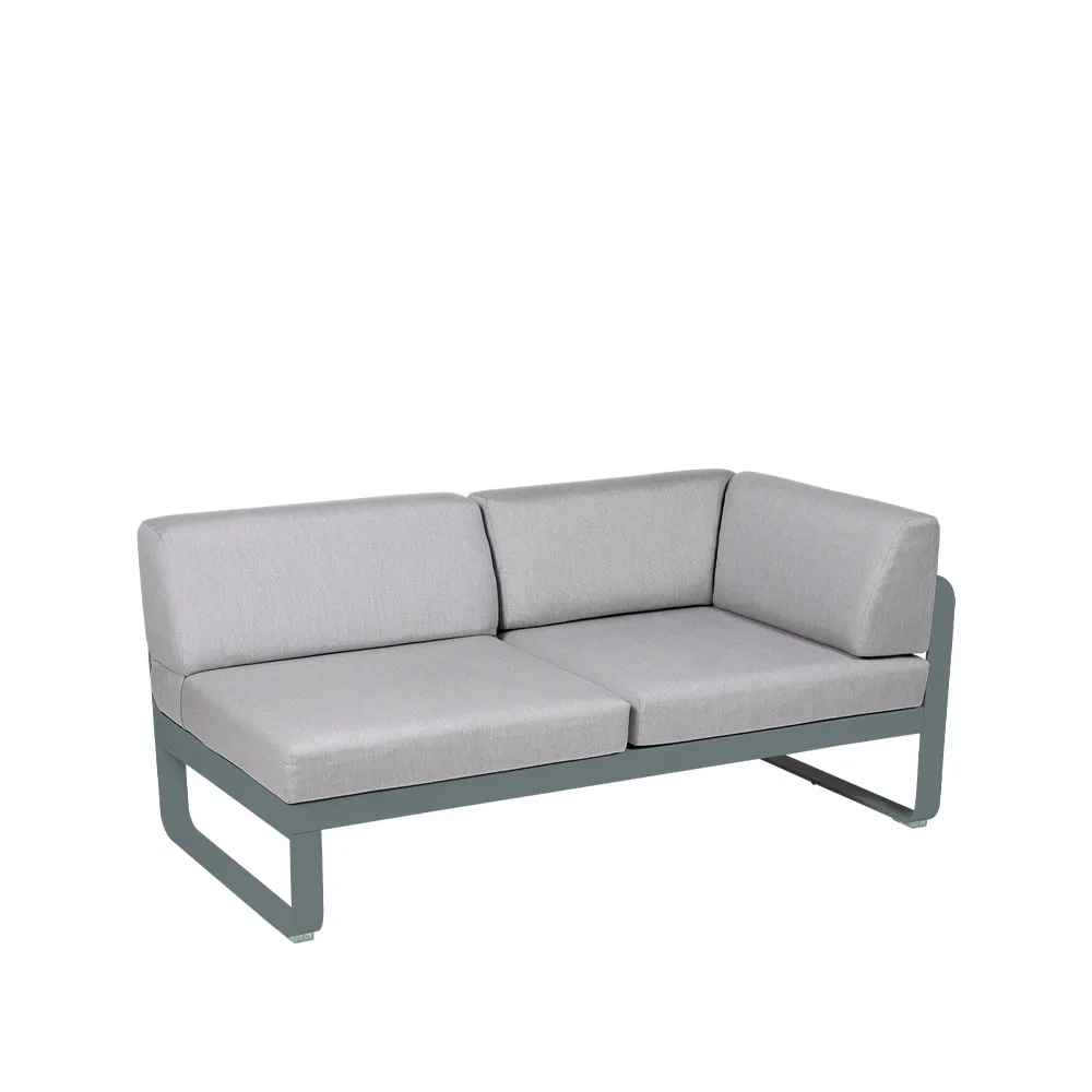 Bellevie Corner modulsofa, 2-seters Storm grey (grå), flannel grey pute, høyre Fermob