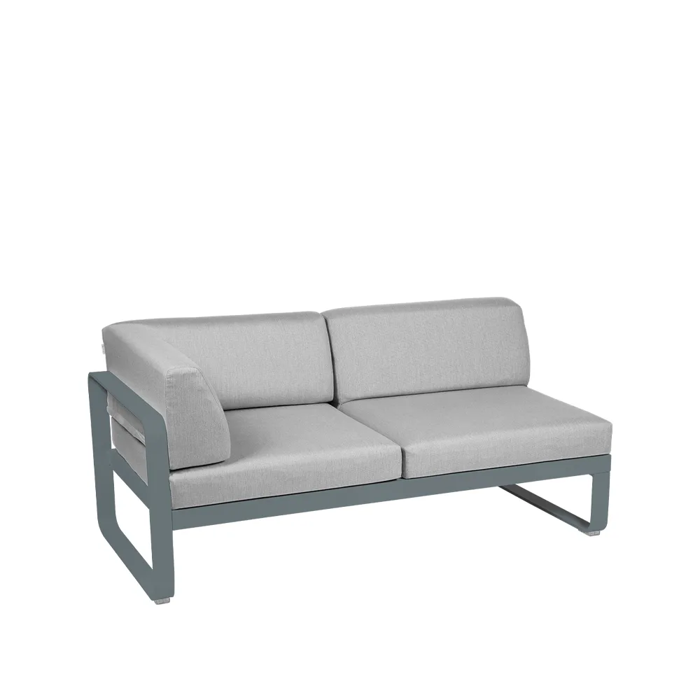 Bellevie Corner modulsofa, 2-seters Storm grey (grå), flannel grey pute, venstre Fermob
