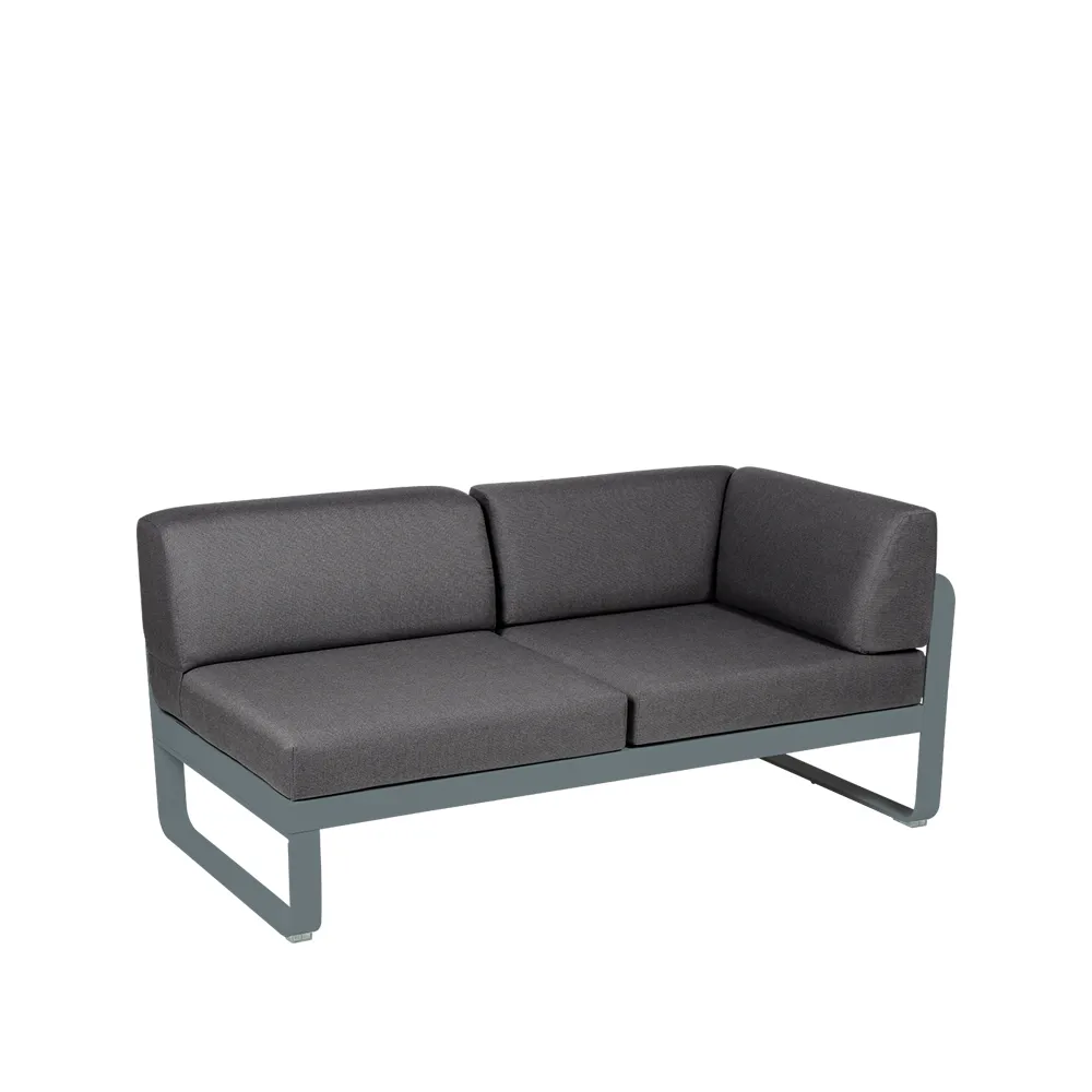 Bellevie Corner modulsofa, 2-seters Storm grey (grå), graphite grey pute, høyre Fermob
