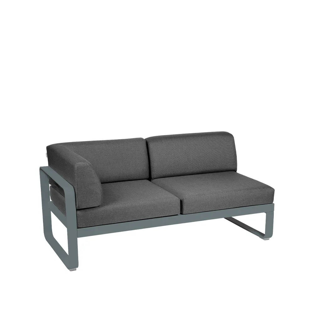 Bellevie Corner modulsofa, 2-seters Storm grey (grå)-graphite grey pute-venstre Fermob