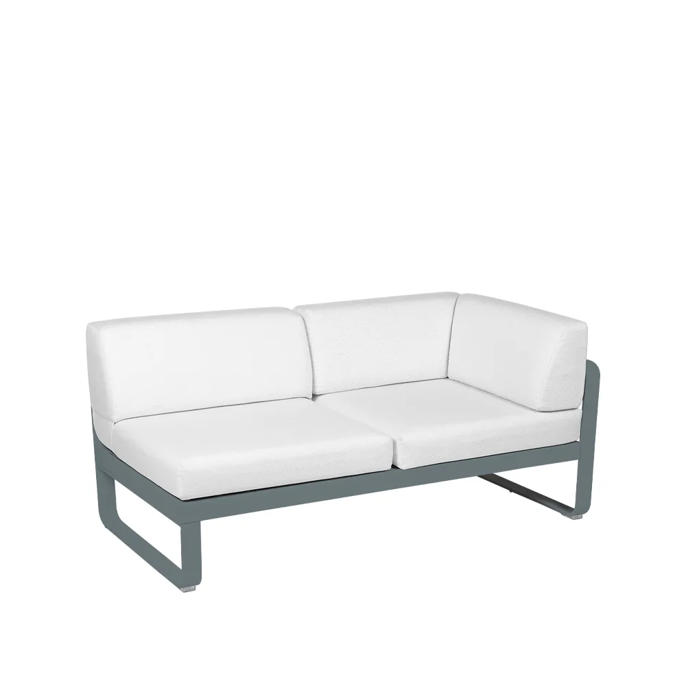 Bellevie Corner modulsofa, 2-seters Storm grey (grå), off-white pute, høyre Fermob
