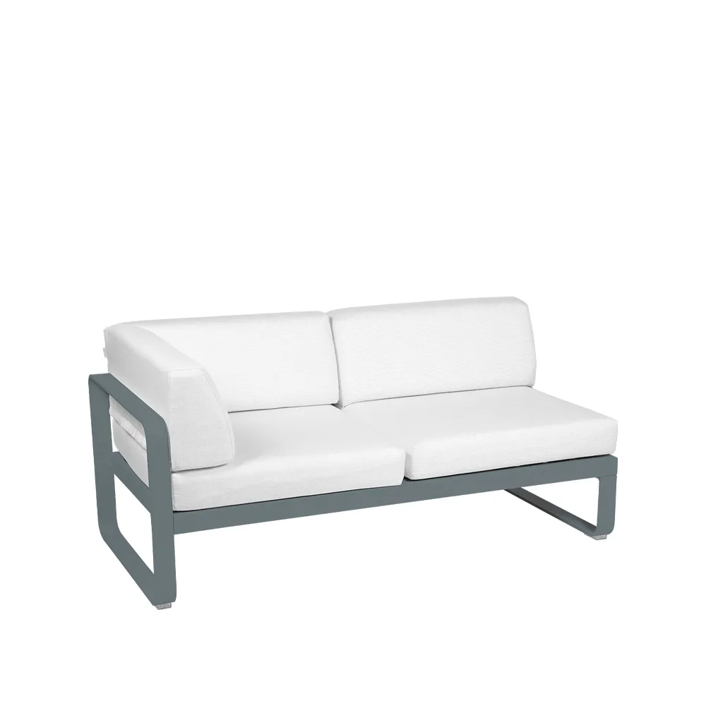 Bellevie Corner modulsofa, 2-seters Storm grey (grå), off-white pute, venstre Fermob