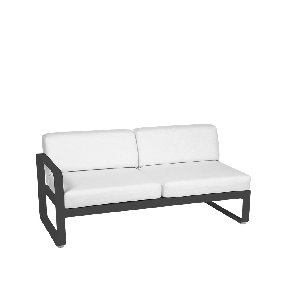 Bellevie Left modulsofa, 2-seters Anthracite (grå), off-white pute Fermob