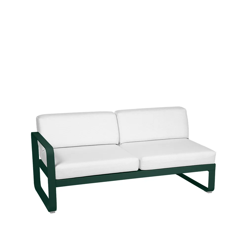 Bellevie Left modulsofa, 2-seters Cedar green (grønn), off-white pute Fermob