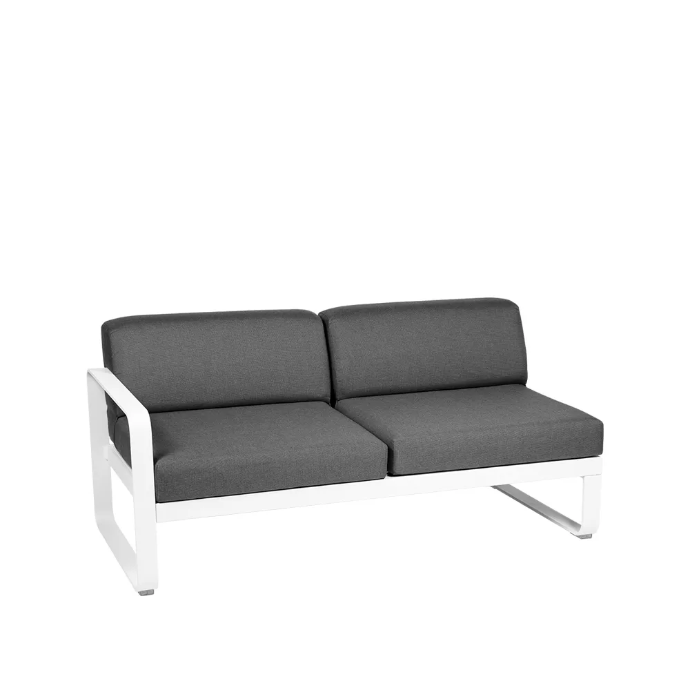 Bellevie Left modulsofa, 2-seters Cotton white (hvit), graphite grey pute Fermob