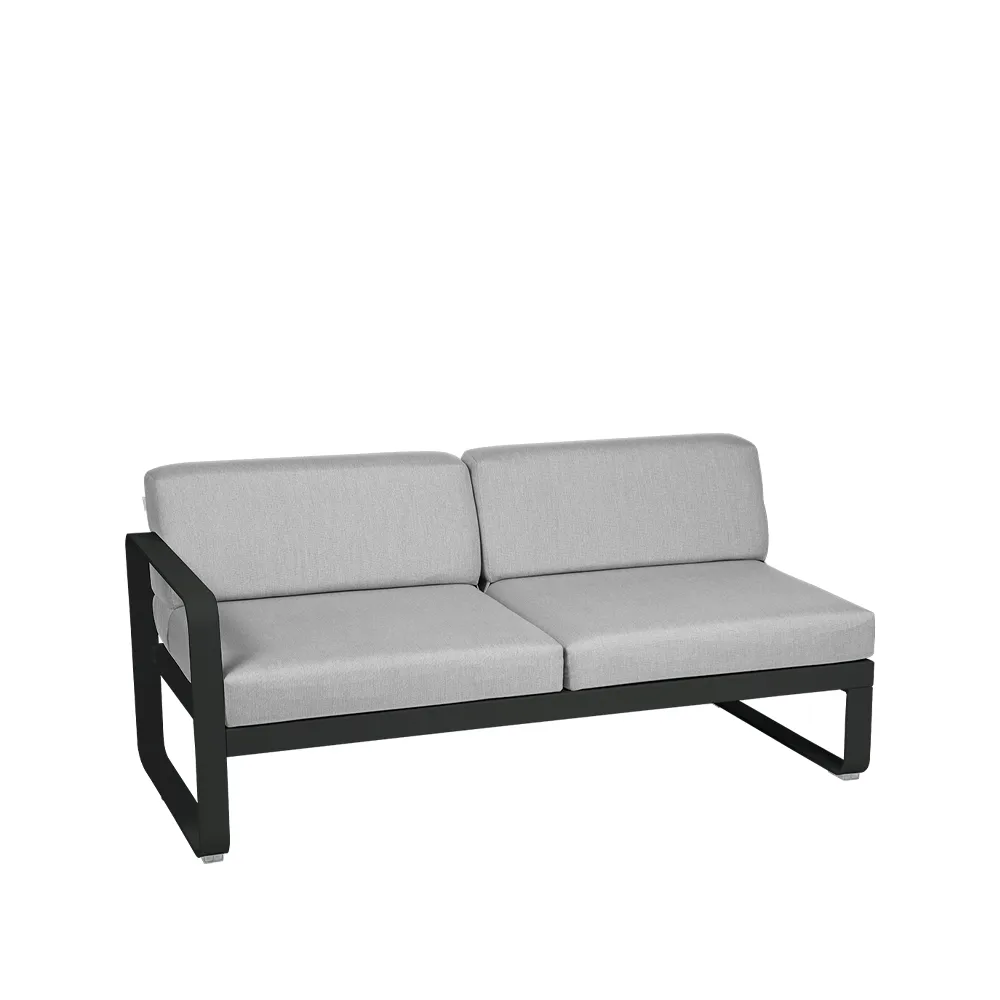 Bellevie Left modulsofa, 2-seters Liquorice (svart), flannel grey pute Fermob