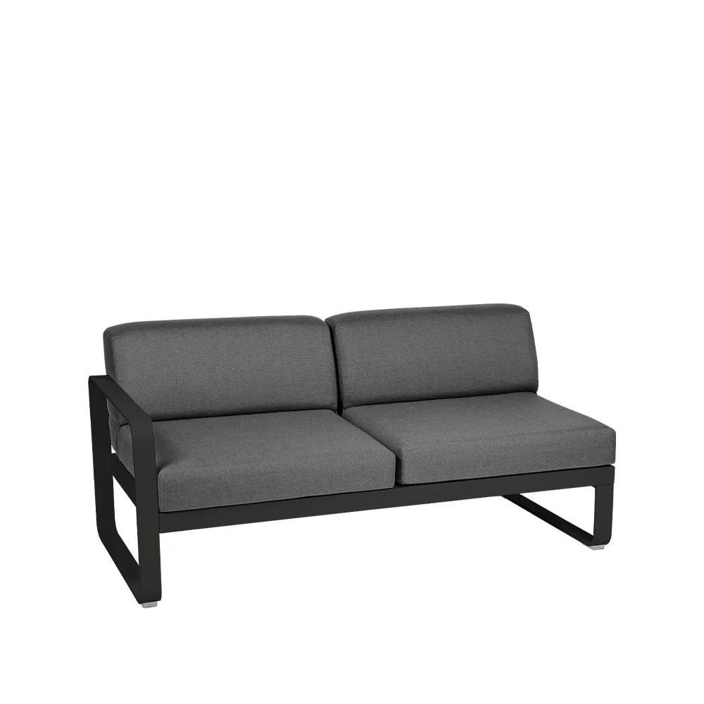 Bellevie Left modulsofa, 2-seters Liquorice (svart), graphite grey pute Fermob
