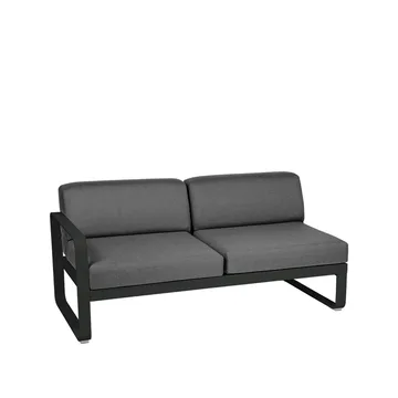 Bellevie Left modulsofa - 2-seters Liquorice (svart), graphite grey pute - Fermob