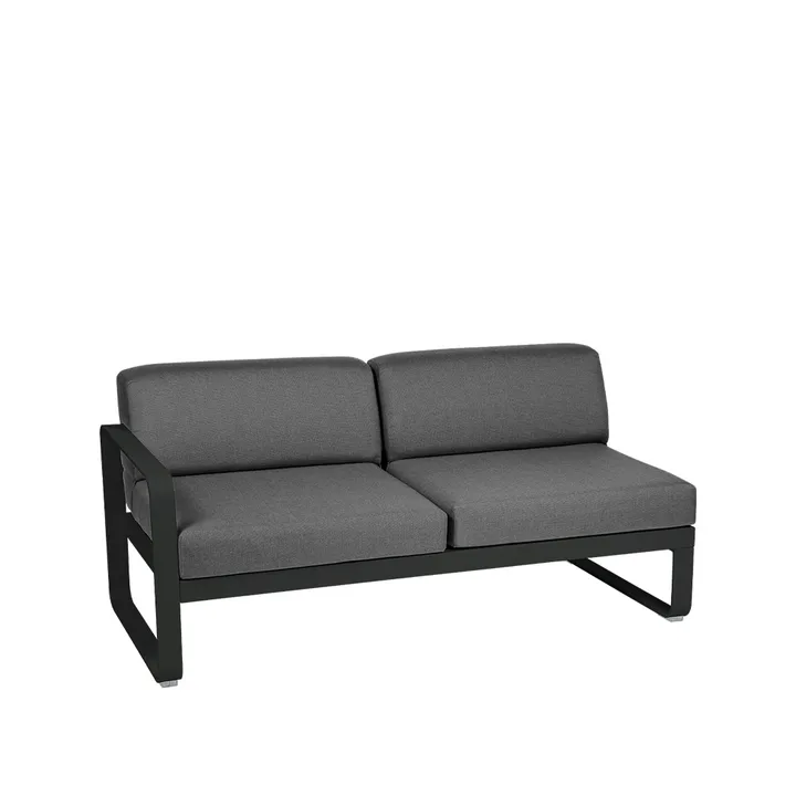Bellevie Left modulsofa - 2-seters Liquorice (svart), graphite grey pute - Fermob
