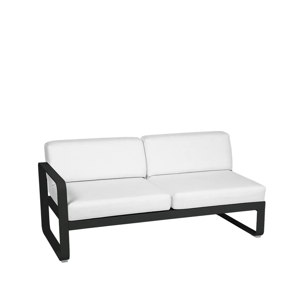 Bellevie Left modulsofa, 2-seters Liquorice (svart), off-white pute Fermob