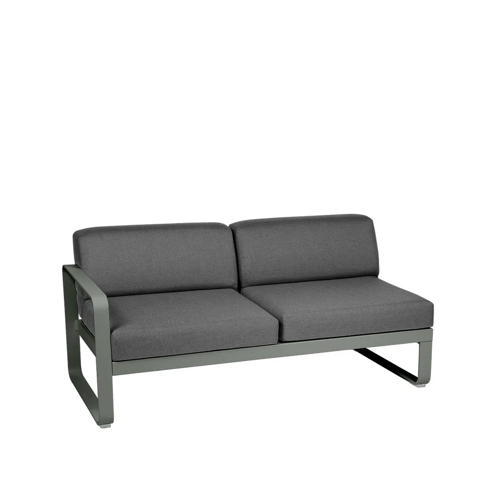 Bellevie Left modulsofa, 2-seters Rosemary (grønn), graphite grey pute Fermob