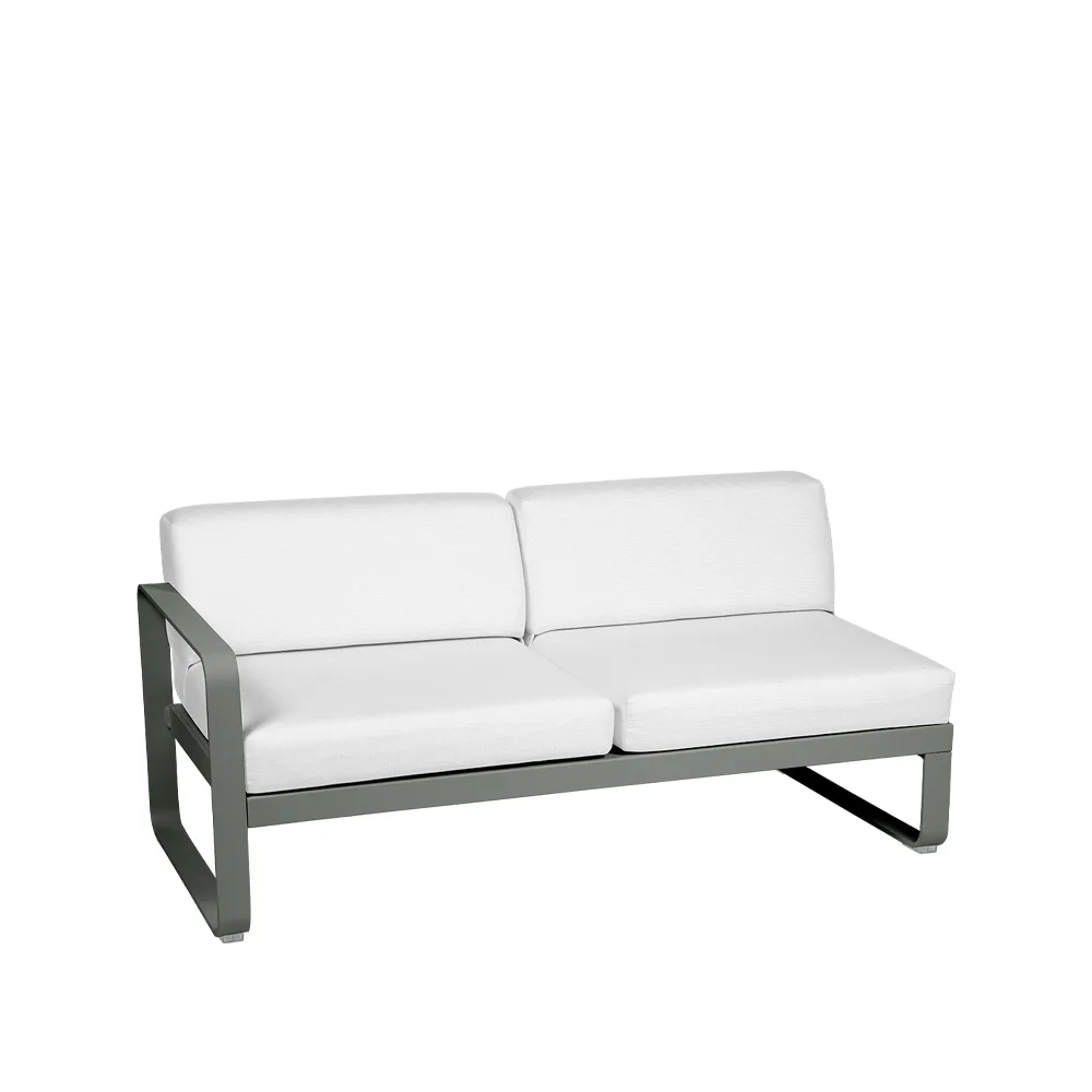 Bellevie Left modulsofa, 2-seters Rosemary (grønn)-off-white pute Fermob