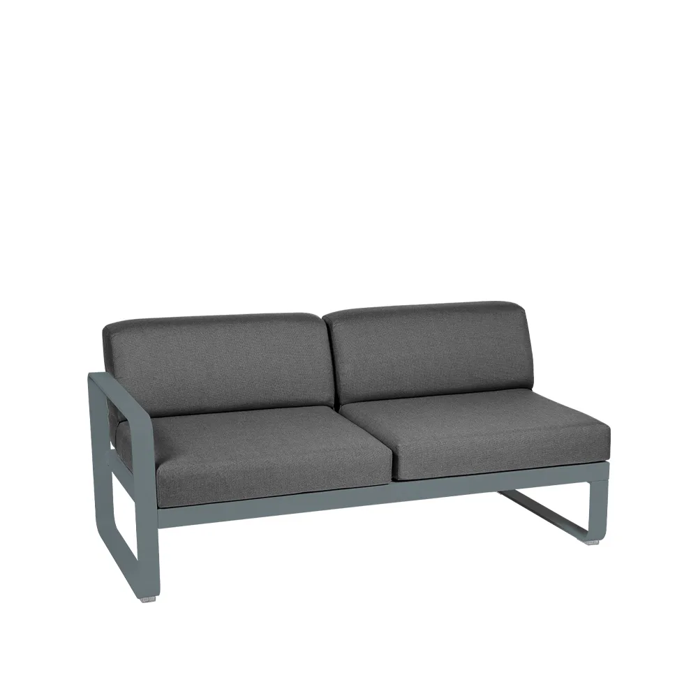 Bellevie Left modulsofa, 2-seters Storm grey (grå), graphite grey pute Fermob