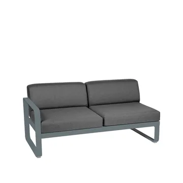 Bellevie Left modulsofa - 2-seters Storm grey (grå), graphite grey pute - Fermob