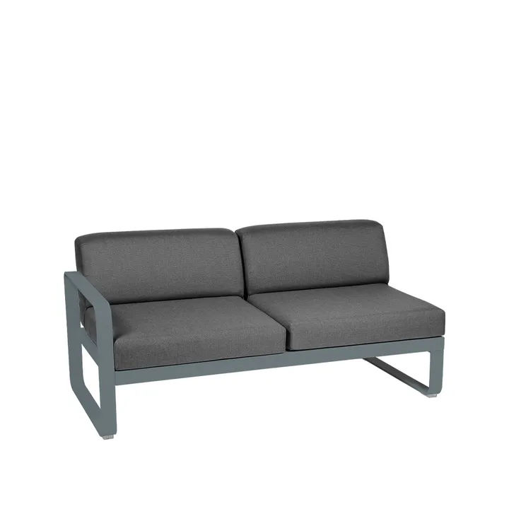 Bellevie Left modulsofa - 2-seters Storm grey (grå), graphite grey pute - Fermob