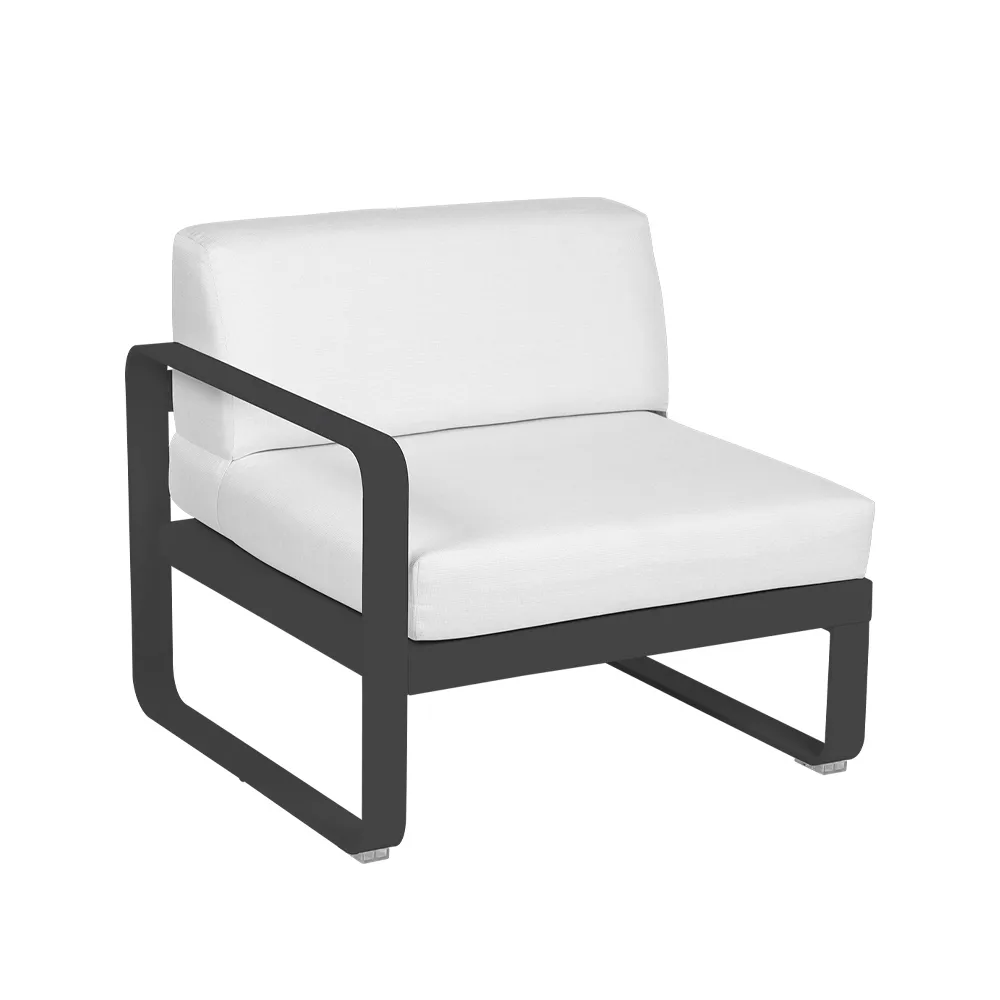 Bellevie Left modulsofa, Anthracite (grå), off-white pute, 1-seter Fermob