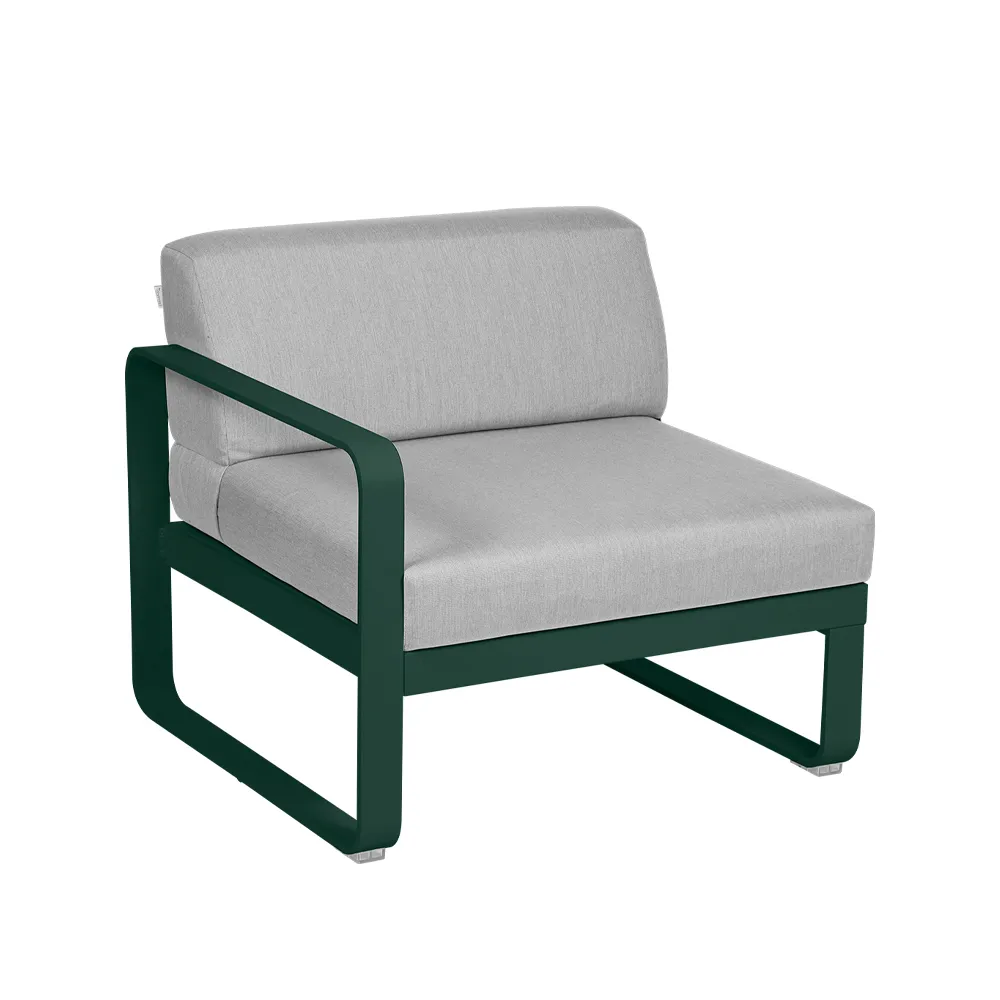 Bellevie Left modulsofa, Cedar green (grønn), flannel grey pute, 1-seter Fermob