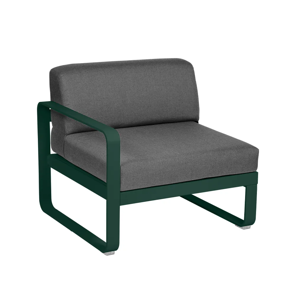 Bellevie Left modulsofa, Cedar green (grønn), graphite grey pute, 1-seter Fermob