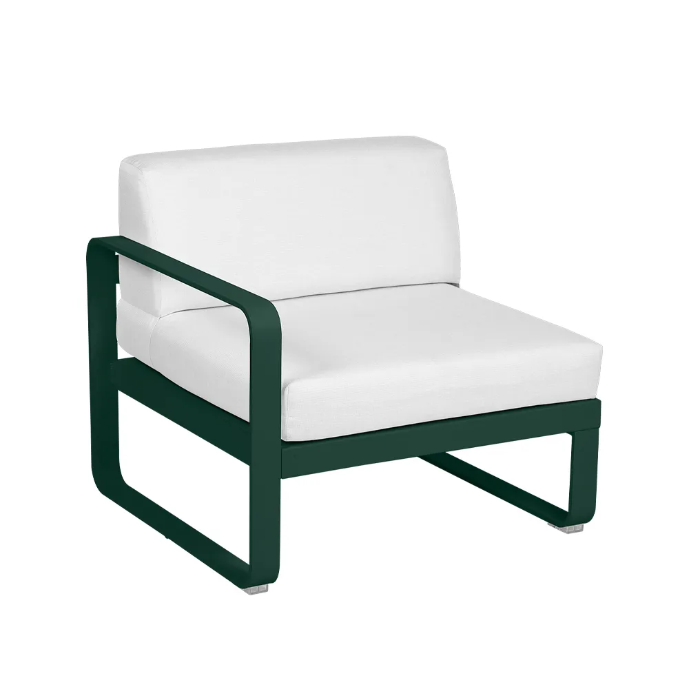 Bellevie Left modulsofa, Cedar green (grønn), off-white pute, 1-seter Fermob