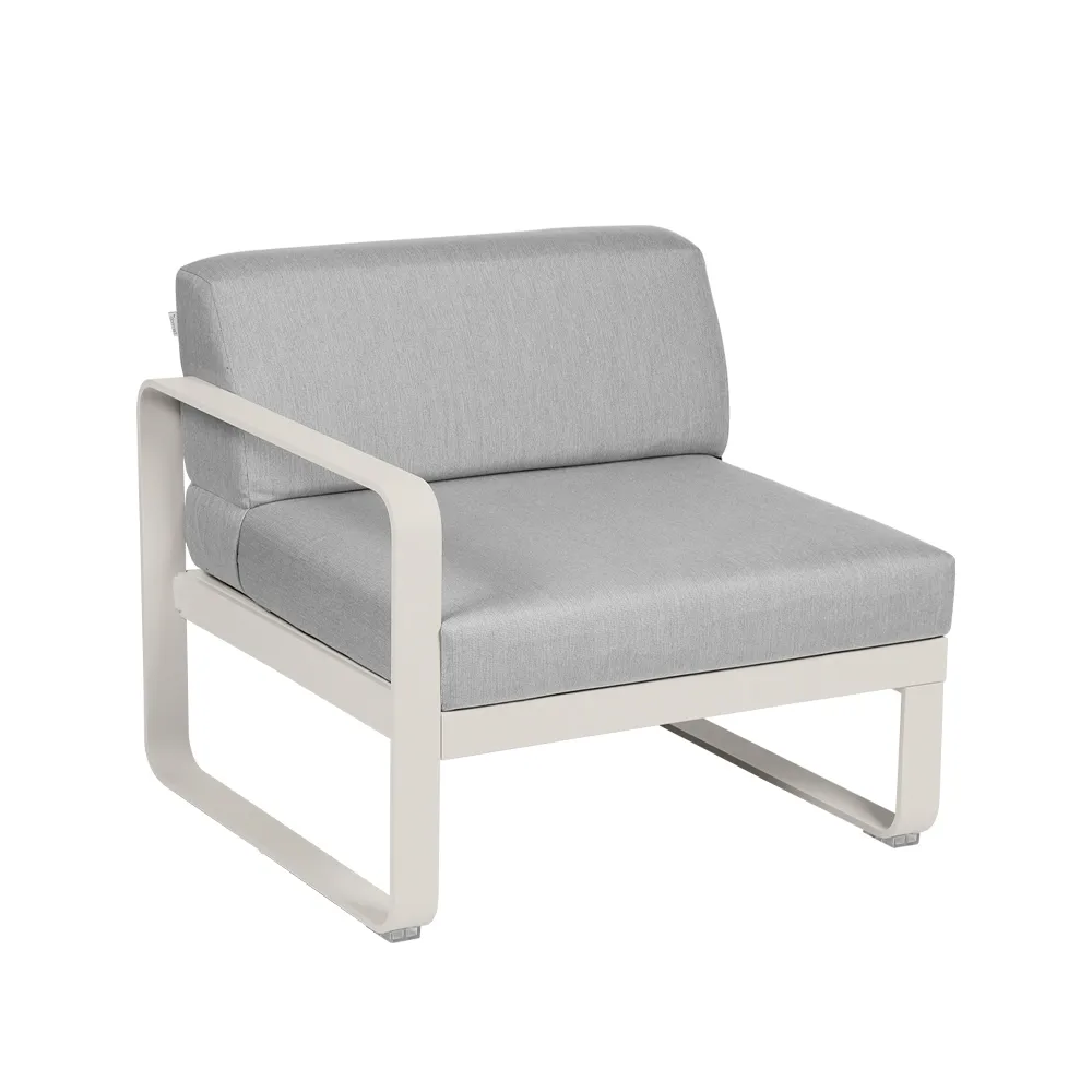 Bellevie Left modulsofa, Clay grey (grå), flannel grey pute, 1-seter Fermob